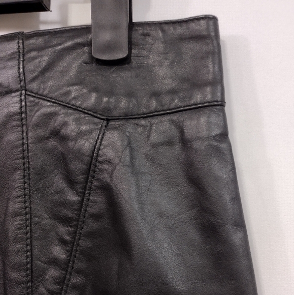 Vintage David Benjamin 100% Leather Pencil Skirt Women's 11 Black Boho Retro 90s - Picture 4 of 8